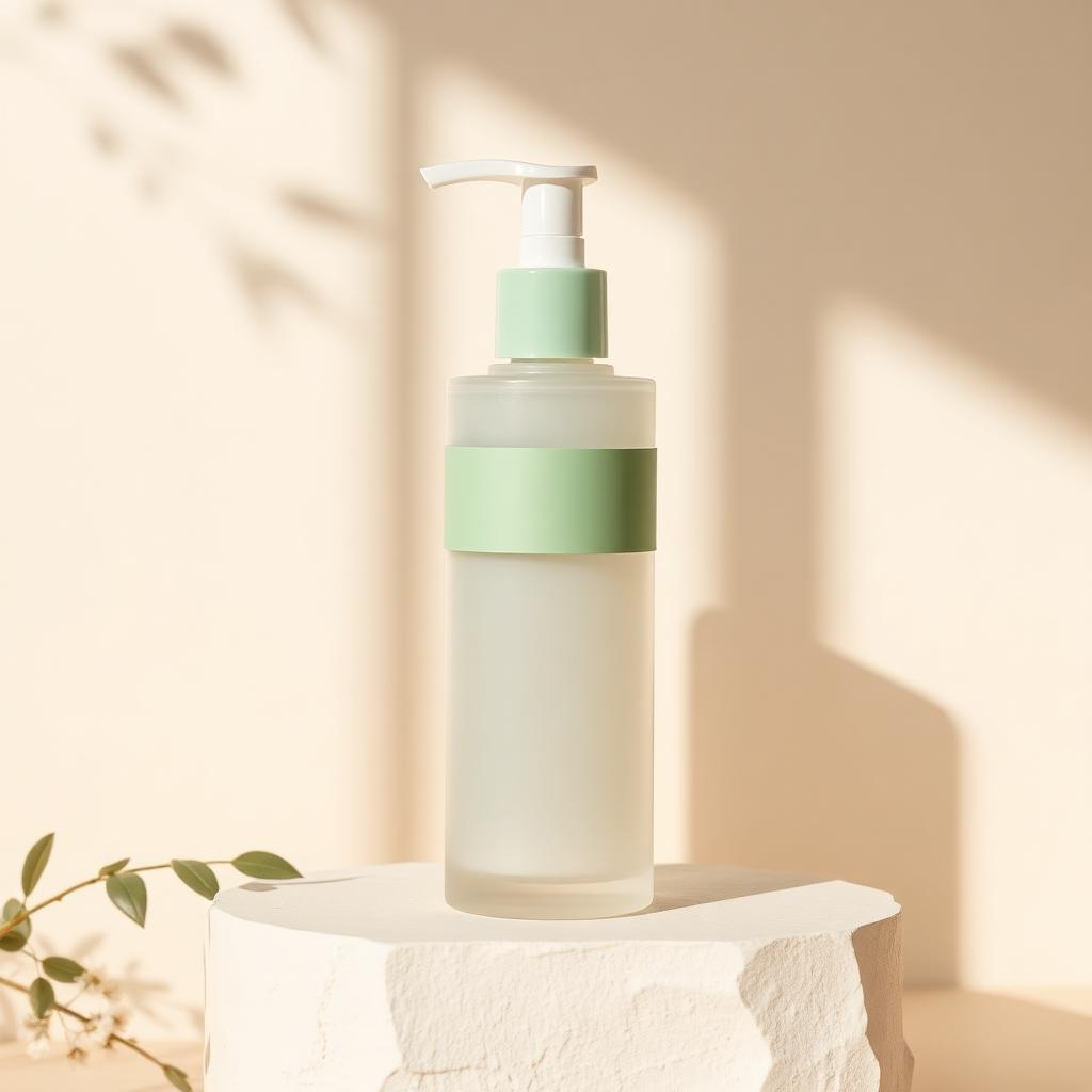 Clarifying Gel Cleanser bottle photographed on warm ivory plaster